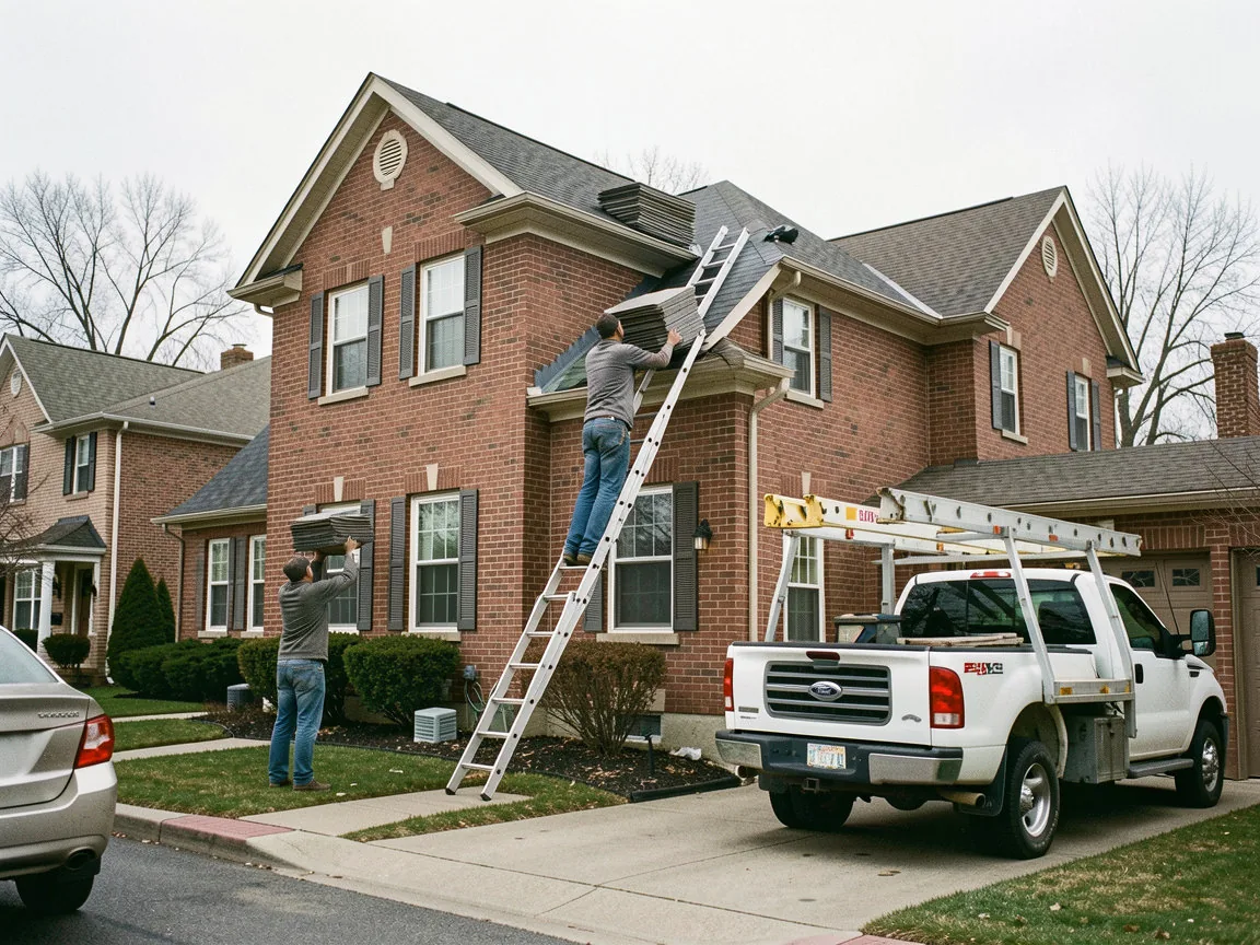 London Ontario Roofing Co. crew starting a roof replacement in London, Ontario